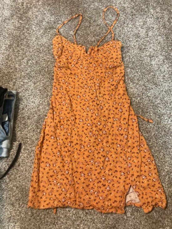 Aeropostale Rust Floral Spaghetti Strap Dress - Picture 2 of 4